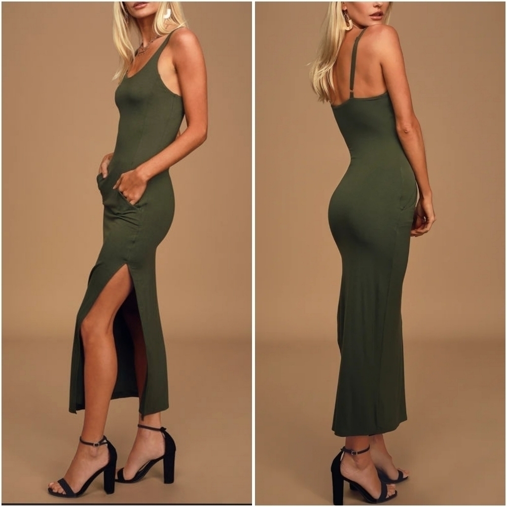 Lulu's "Your Everything" Olive Green Maxi Dress